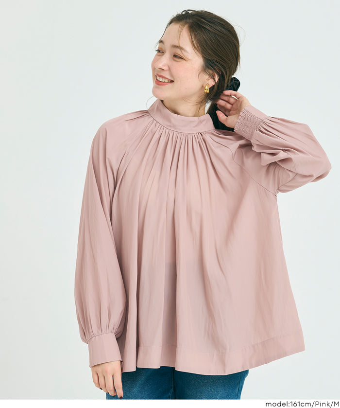 氣質立領後綁帶造型長袖襯衫