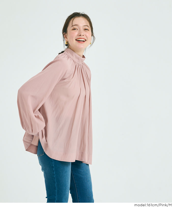 氣質立領後綁帶造型長袖襯衫