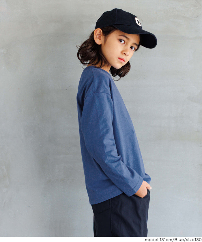 Kids' Baseball Bear Embroidered Cotton Long-Sleeved Top