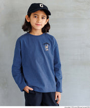 Kids' Baseball Bear Embroidered Cotton Long-Sleeved Top