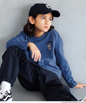 Kids' Baseball Bear Embroidered Cotton Long-Sleeved Top
