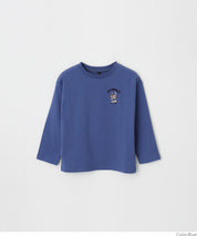 Kids' Baseball Bear Embroidered Cotton Long-Sleeved Top