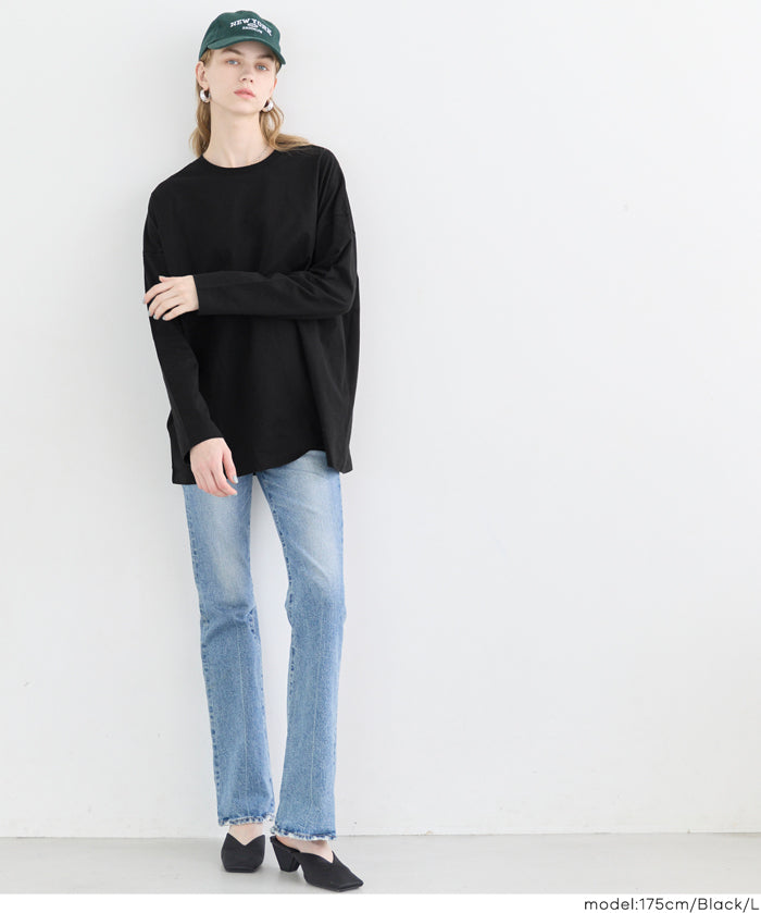 Basic style solid long-sleeved cotton T-shirt