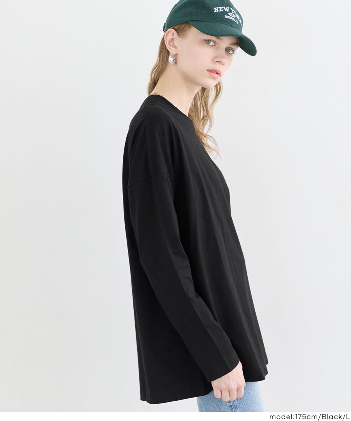 Basic style solid long-sleeved cotton T-shirt