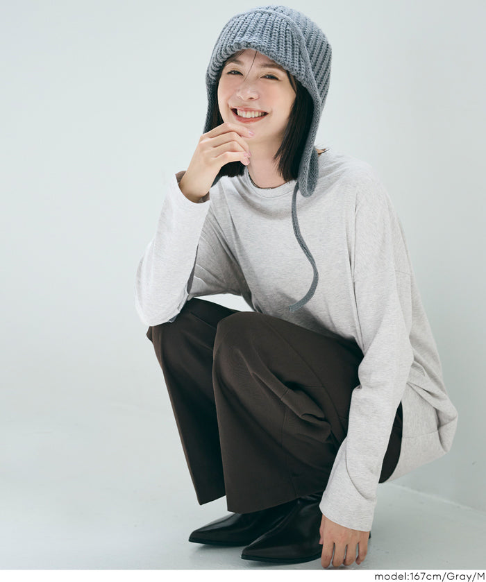 Basic style solid long-sleeved cotton T-shirt