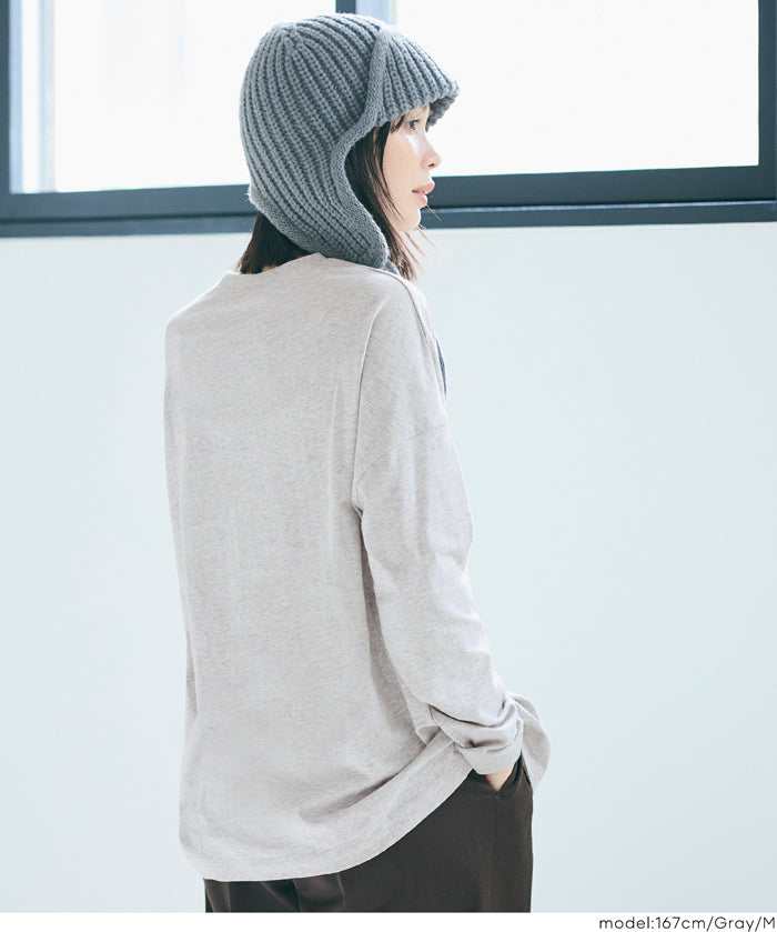 Basic style solid long-sleeved cotton T-shirt