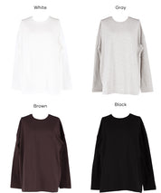 Basic style solid long-sleeved cotton T-shirt