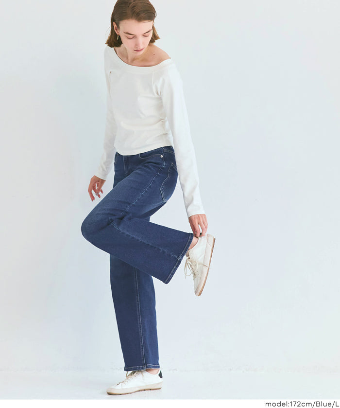 【MOVE Demin】零束縛彈性闊腿牛仔褲