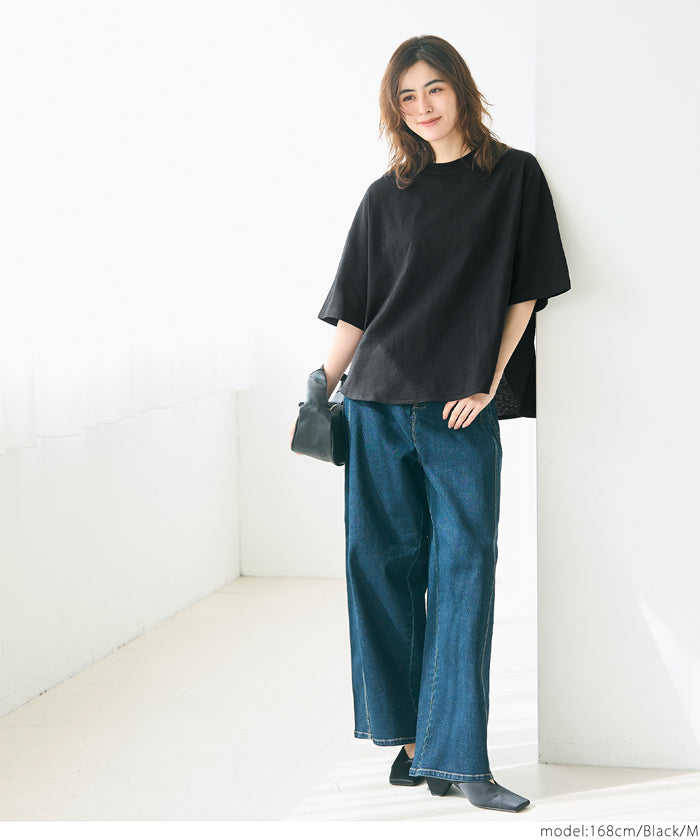 Half sleeve tail cut cotton T-shirt