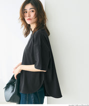 Half sleeve tail cut cotton T-shirt