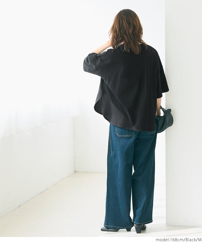 Half sleeve tail cut cotton T-shirt