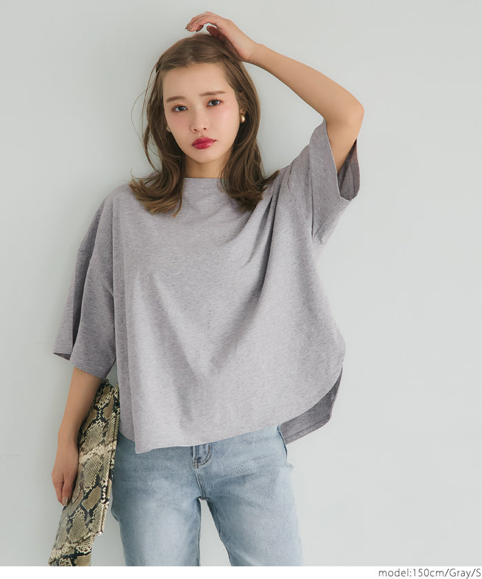 Half sleeve tail cut cotton T-shirt