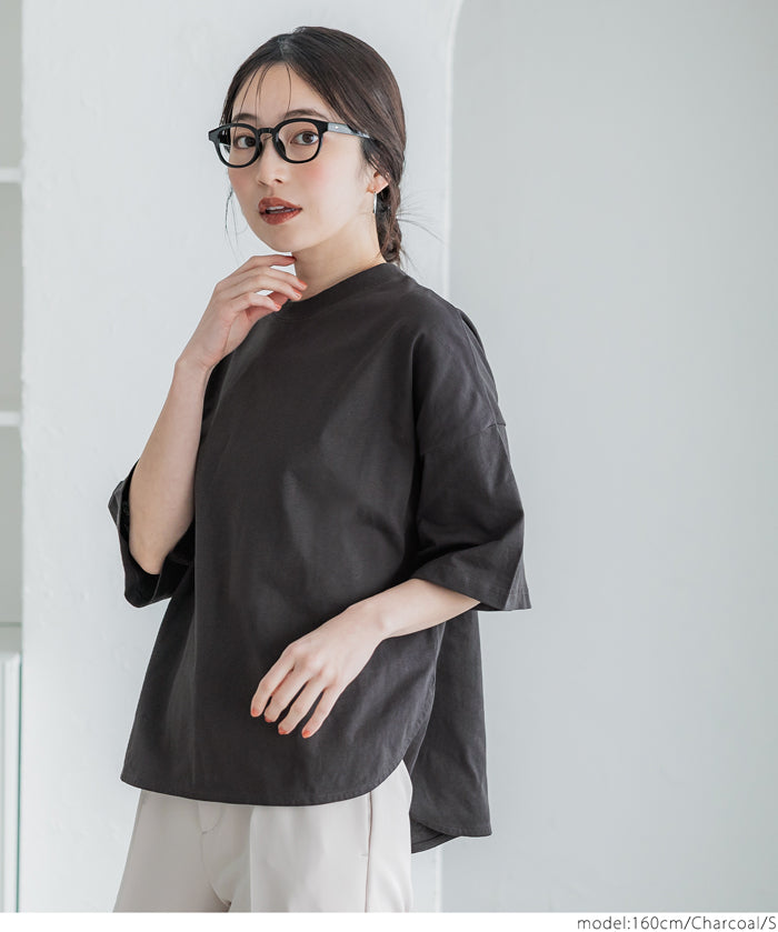 Half sleeve tail cut cotton T-shirt