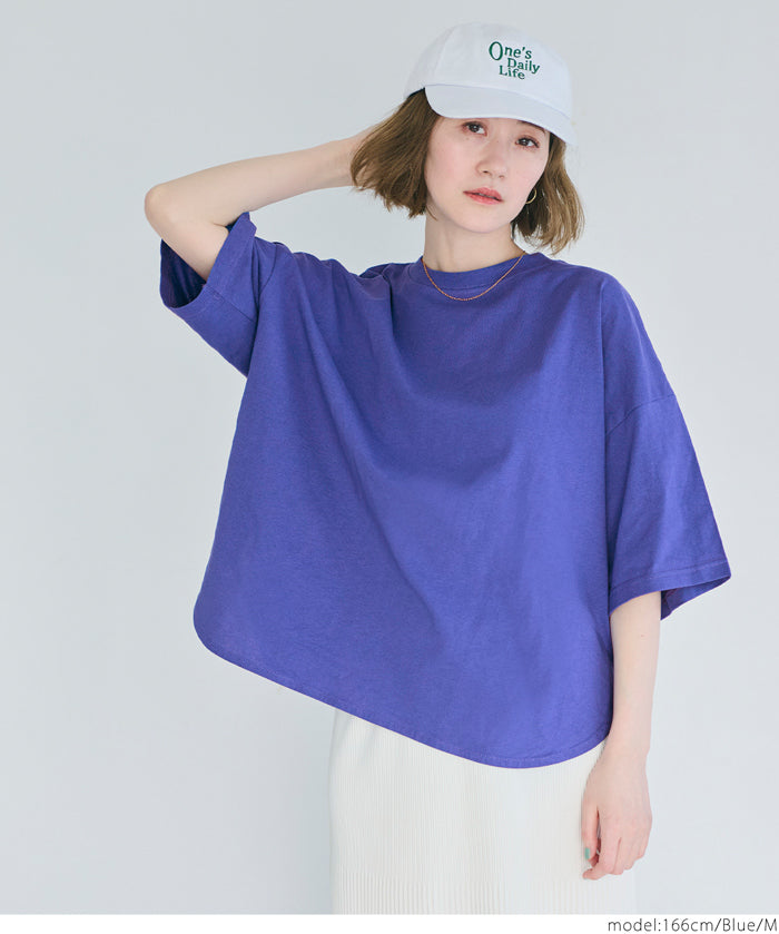 Half sleeve tail cut cotton T-shirt