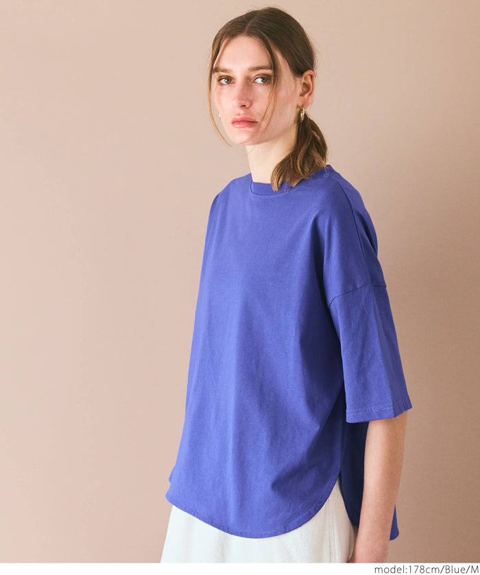 Half sleeve tail cut cotton T-shirt