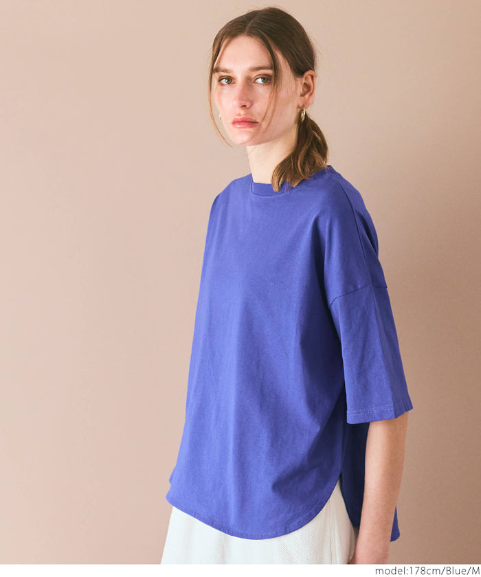 Half sleeve tail cut cotton T-shirt