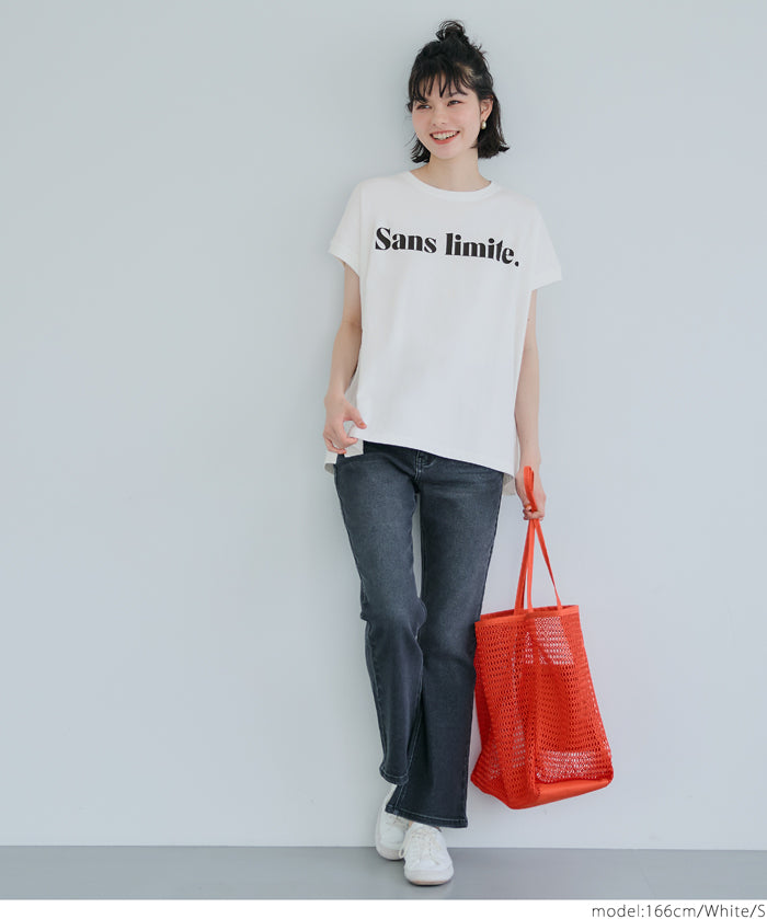 French sleeve loose fit LOGO T-shirt