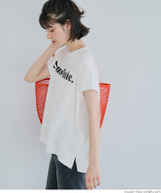 French sleeve loose fit LOGO T-shirt