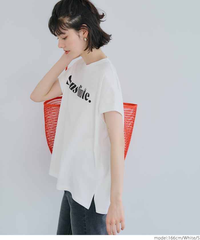 French sleeve loose fit LOGO T-shirt