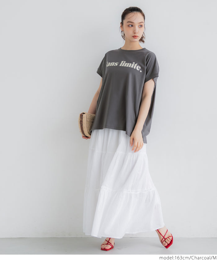 French sleeve loose fit LOGO T-shirt
