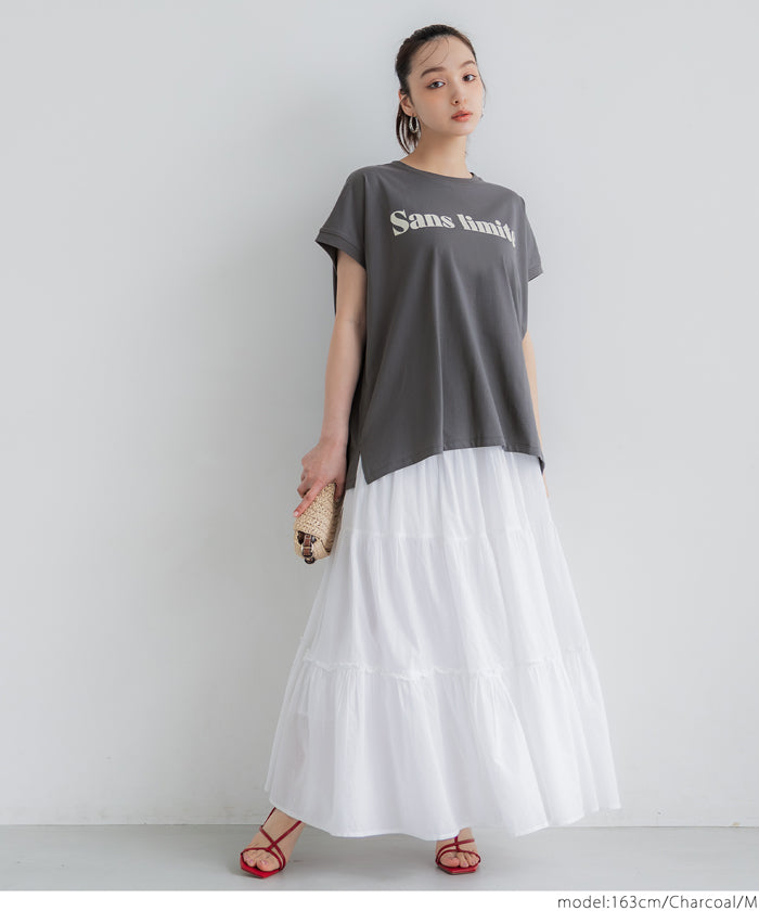 French sleeve loose fit LOGO T-shirt