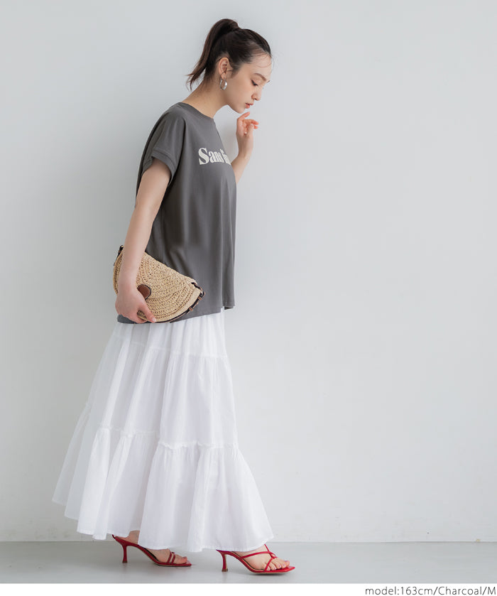 French sleeve loose fit LOGO T-shirt