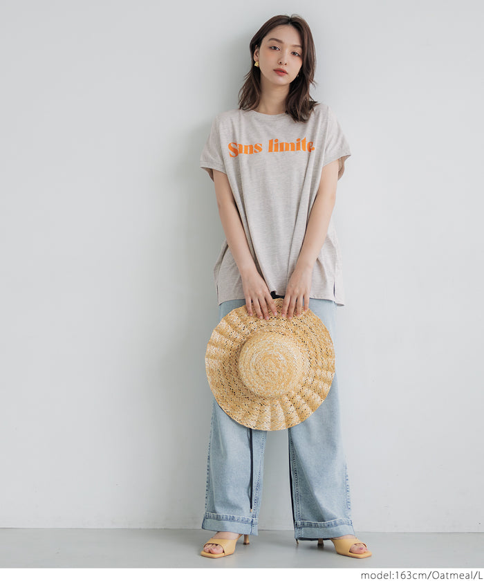 French sleeve loose fit LOGO T-shirt