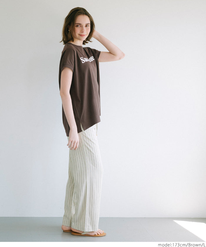 French sleeve loose fit LOGO T-shirt