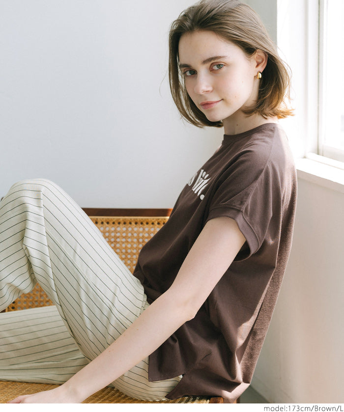 French sleeve loose fit LOGO T-shirt