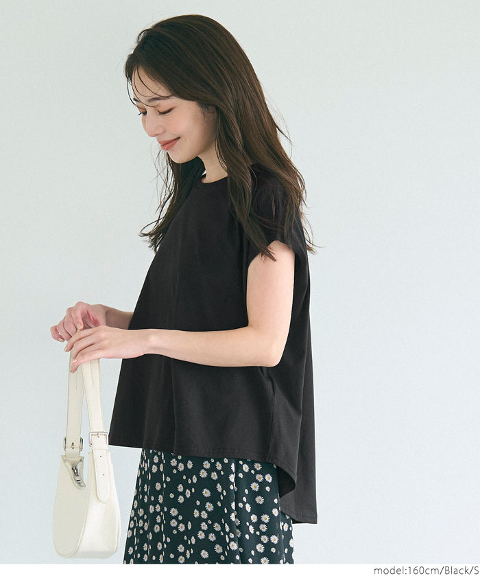 Classic French sleeve solid color short-sleeved T-shirt