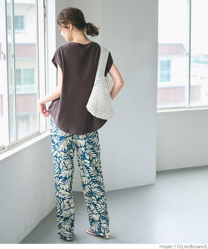 Classic French sleeve solid color short-sleeved T-shirt