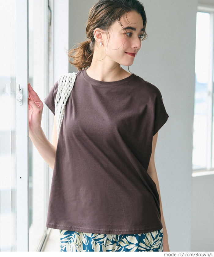 Classic French sleeve solid color short-sleeved T-shirt