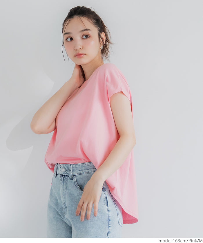 Classic French sleeve solid color short-sleeved T-shirt