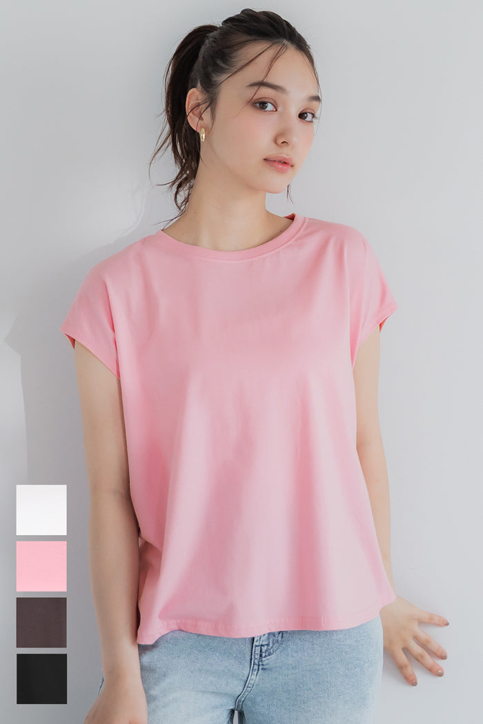 Classic French sleeve solid color short-sleeved T-shirt