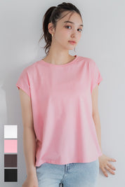 Classic French sleeve solid color short-sleeved T-shirt