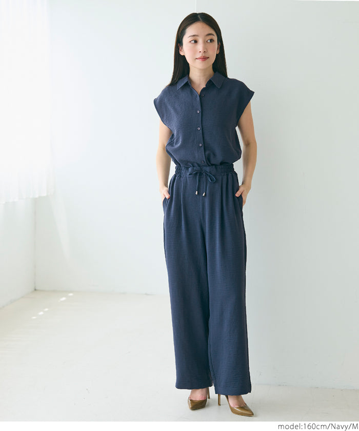 Satin-finish drawstring wide-leg pants