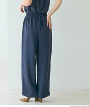 Satin-finish drawstring wide-leg pants