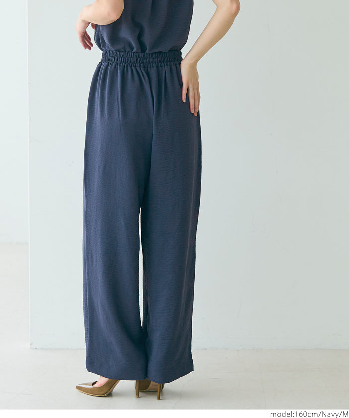 Satin-finish drawstring wide-leg pants