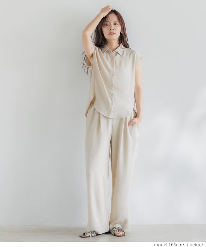 Satin-finish drawstring wide-leg pants