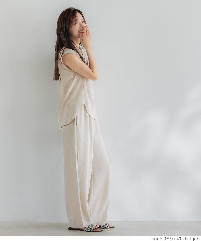 Satin-finish drawstring wide-leg pants