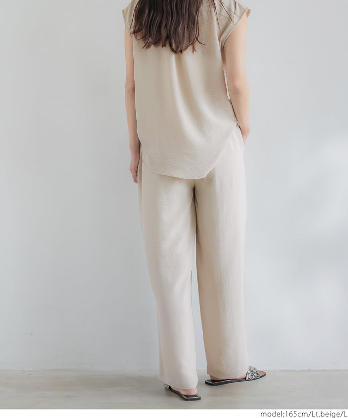 Satin-finish drawstring wide-leg pants