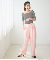 Satin-finish drawstring wide-leg pants