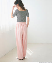 Satin-finish drawstring wide-leg pants
