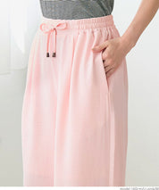 Satin-finish drawstring wide-leg pants
