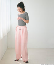 Satin-finish drawstring wide-leg pants