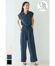 Satin-finish drawstring wide-leg pants