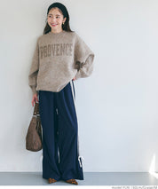 Melange knit assorted logo top