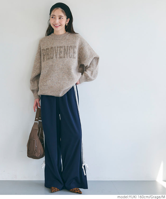 Melange knit assorted logo top