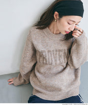 Melange knit assorted logo top