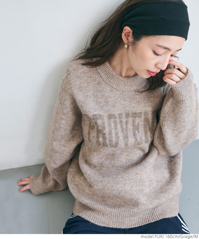Melange knit assorted logo top